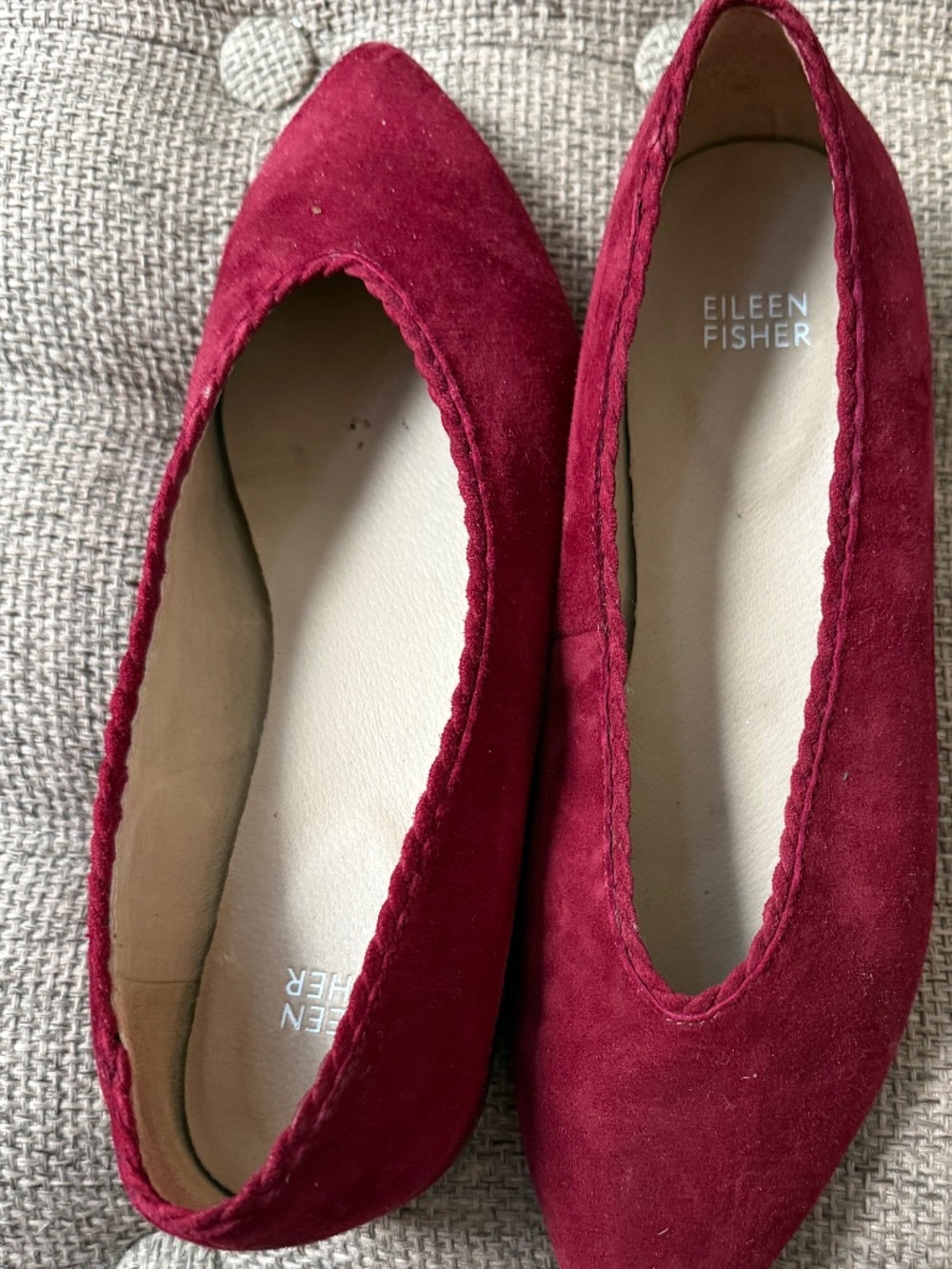 Eileen Fisher Red Suede Flats